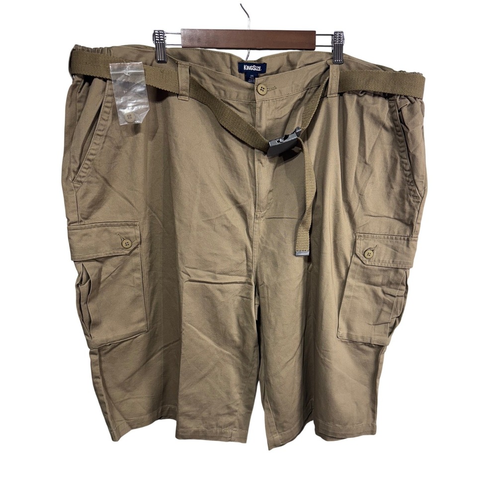 KingSize 3XL Tall Brown Cargo Shorts Men's Belted Casual Utility Twill